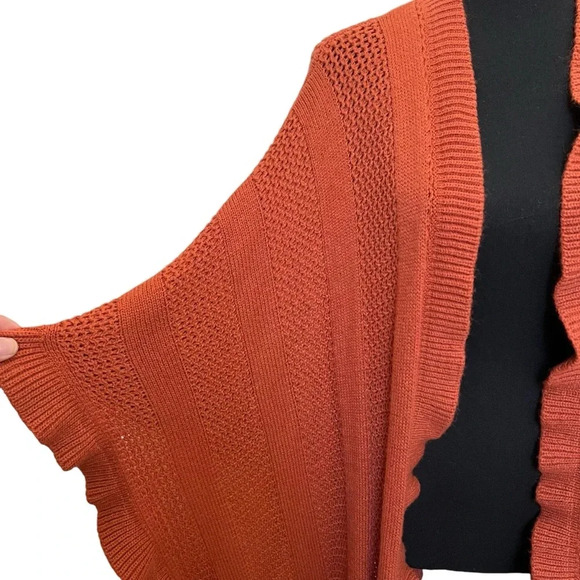 Jeffrey and Paula Ruffled Shawl Wrap Rust Size Small Medium - Picture 4 of 7